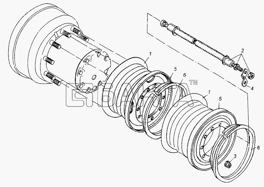 МАЗ МАЗ-54326 Схема Крепление задних колес-63 banga.ua